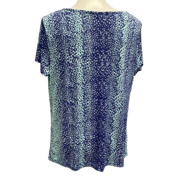 Jaclyn Smith Womens Medium Short Sleeve Swoop Neck Polka Dot Stripe Blouse - Picture 3 of 4